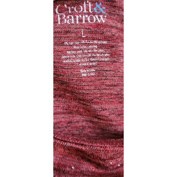 Croft & Barrow Scoop Neck 3/4 Sleeve Sparkle Studded Top Size Large - Picture 5 of 5
